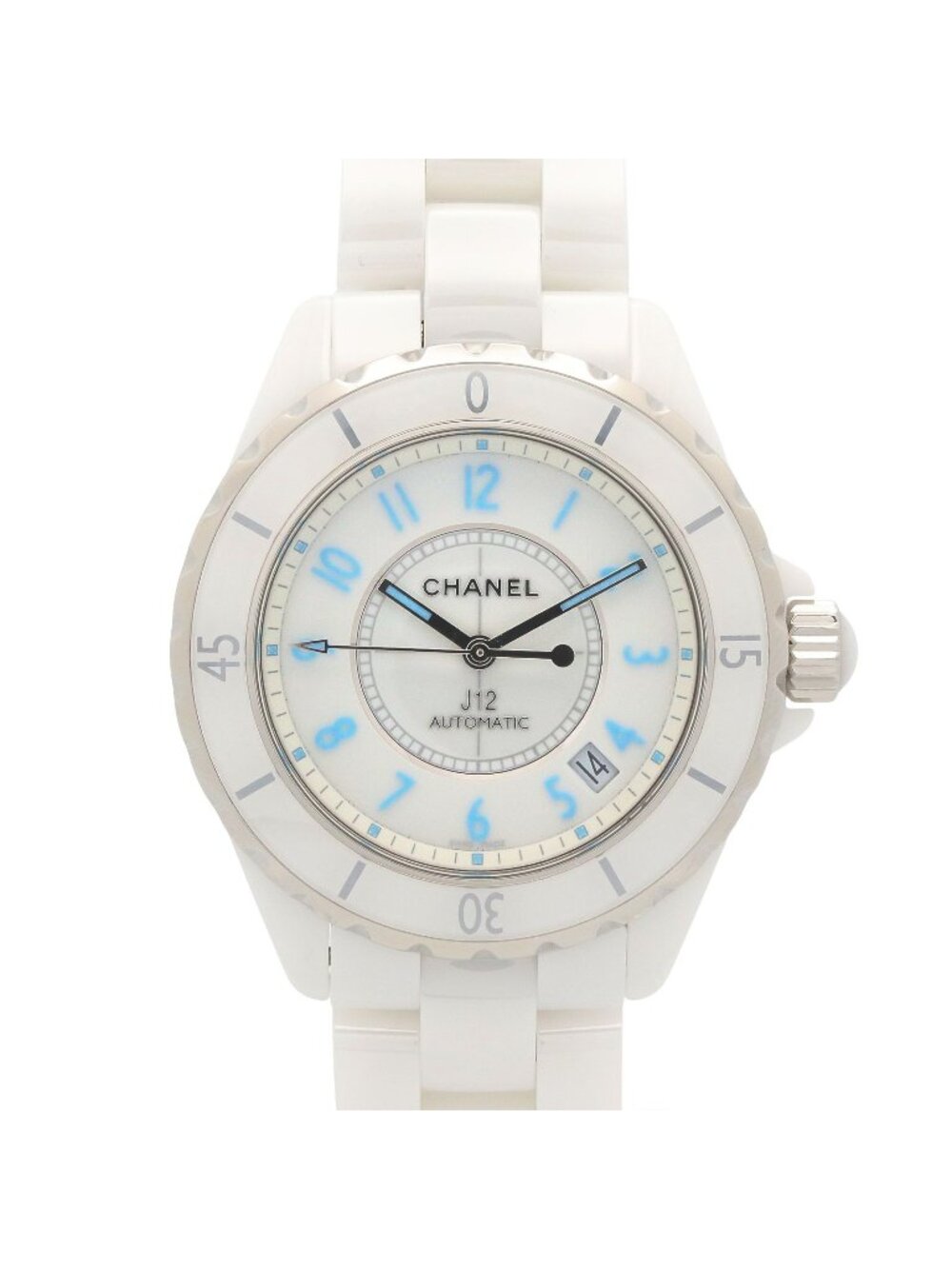 Chanel Watch Blue Light White Ceramic